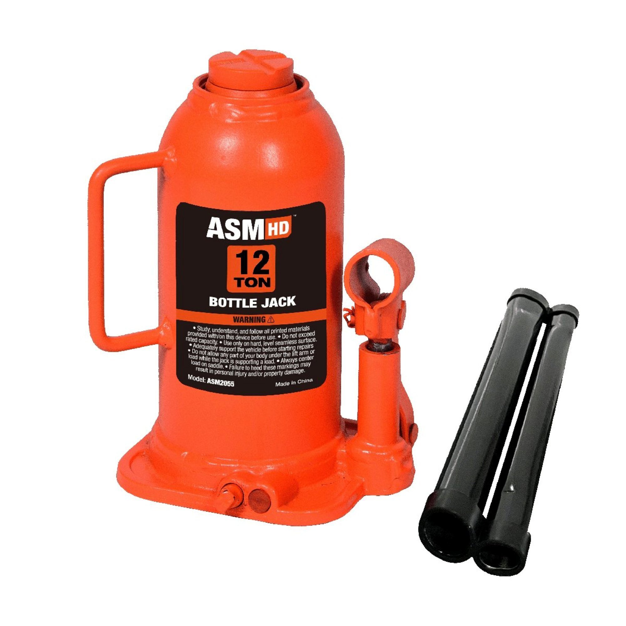 AutoSport Welded Bottle Jack — 12 Ton, 8 1/4in. Low Height, 15 3/4in. High Height, Cast Steel Handle Linkage, Model# ASM2055